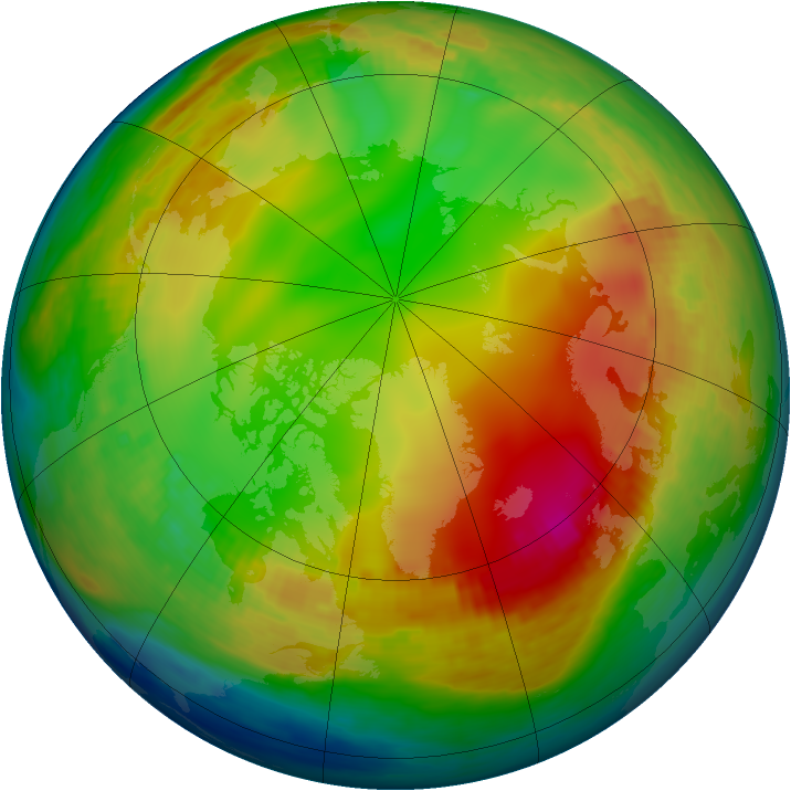 Arctic ozone map for 10 January 1991